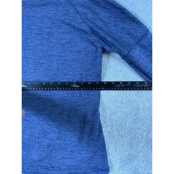 Athleta Womens Medium Blue Blissful Sharkbite Shale Heather Pullover Knit - Picture 6 of 8